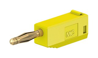 22.1004 + 22.2030-24 - Banana Test Connector, 2mm, Plug, Cable Mount, 10 A, 60 V, Gold Plated Contacts, Yellow - STAUBLI