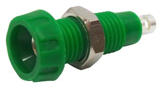 563-0400-01 - Banana Test Connector, 4mm, Socket, Panel Mount, 10 A, 50 V, Silver Plated Contacts, Green - DELTRON COMPONENTS