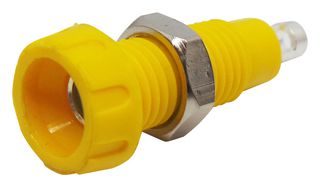 563-0700-01 - Banana Test Connector, 4mm, Socket, Panel Mount, 10 A, 50 V, Silver Plated Contacts, Yellow - DELTRON COMPONENTS