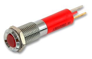 19010350 - LED Panel Mount Indicator, Satin Chrome Bezel, Red, 24 VDC, 8 mm, 20 mA, 1.2 mcd, Not Rated - CML INNOVATIVE TECHNOLOGIES