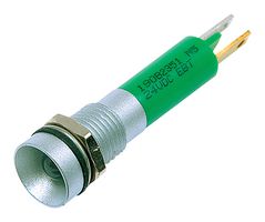 190B2351 - LED Panel Mount Indicator, Matt Chrome Bezel, Green, 24 V, 8 mm, 17 mA, 40 mcd, IP67 - CML INNOVATIVE TECHNOLOGIES