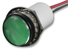 557-1605-203F - LED Panel Mount Indicator, Watertight, Green, 24 VDC, 17.463 mm, 16 mA, 1000 foot lambert - DIALIGHT