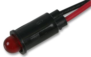 559-2101-007F - LED Panel Mount Indicator, Snap-in, Red, 2.2 VDC, 6.35 mm, 10 mA, 7 mcd, Not Rated - DIALIGHT