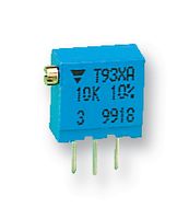 T93XA102KT20 - Trimpot, Multi Turn, Cermet, Side Adjust, 1 kohm, Through Hole, 23 Turns - VISHAY