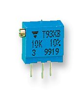 T93XB203KT20 - Trimpot, Multi Turn, Cermet, Side Adjust, 20 kohm, Through Hole, 23 Turns - VISHAY