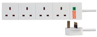9988S-2M - 4 Gang Surge Protected Extension Lead, White 2m - PRO ELEC
