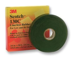 130C 19MM - Electrical Insulation Tape, Rubber, Black, 19.05 mm x 9.14 m - 3M