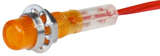 IND515205-LED2-T/AMB - LED Panel Mount Indicator, Amber, 240 VAC, 6.4 mm, 1 mA - CAMDENBOSS