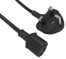 GW-151633 - Mains Power Cord, With 10A Fuse, Mains Plug, UK to IEC 60320 C13, 1 m, 10 A, 250 VAC, Black - MULTICOMP PRO