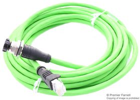 142M4D25010 - Sensor Cable, D-Code, Cat5, RJ45 Plug, M12 Receptacle, 4 Positions, 1 m, 3.28 ft - METZ CONNECT