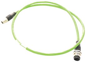 142M2X12020 - Sensor Cable, X-Code, Cat6a, M12 Plug, M12 Receptacle, 8 Positions, 2 m, 6.6 ft - METZ CONNECT