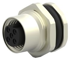 T4131412041-000 - Sensor Connector, M12, Female, 4 Positions, Solder Socket, Straight Panel Mount - TE CONNECTIVITY