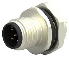 T4132012051-000 - Sensor Connector, M12, Male, 5 Positions, Solder Pin, Straight Panel Mount - TE CONNECTIVITY