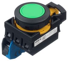 CW1B-M1E10G - Industrial Pushbutton Switch, Flush Silhouette, CW, 22.3 mm, SPST-NO, Momentary, Flush, Green - IDEC