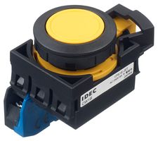 CW1B-M1E10Y - Industrial Pushbutton Switch, Flush Silhouette, CW, 22.3 mm, SPST-NO, Momentary, Flush, Yellow - IDEC