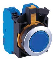 CW4B-A1E10S - Industrial Pushbutton Switch, Flush Silhouette, CW, 22.3 mm, SPST-NO, Maintained, Flush, Blue - IDEC