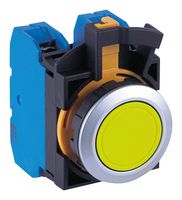 CW4B-A1E10Y - Industrial Pushbutton Switch, Flush Silhouette, CW, 22.3 mm, SPST-NO, Maintained, Flush, Yellow - IDEC