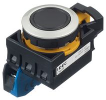 CW4B-M1E10B - Industrial Pushbutton Switch, Flush Silhouette, CW, 22.3 mm, SPST-NO, Momentary, Flush, Black - IDEC