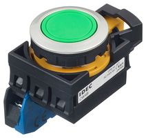 CW4B-M1E10G - Industrial Pushbutton Switch, Flush Silhouette, CW, 22.3 mm, SPST-NO, Momentary, Flush, Green - IDEC