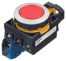 CW4B-M1E10R - Industrial Pushbutton Switch, Flush Silhouette, CW, 22.3 mm, SPST-NO, Momentary, Flush, Red - IDEC