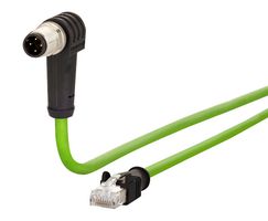 142M4D95010 - Sensor Cable, 90° M12 Plug, RJ45 Plug, 4 Positions, 1 m, 3.28 ft - METZ CONNECT