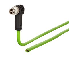 142M2XB0050 - Sensor Cable, 90° M12 Plug, Free End, 8 Positions, 5 m, 16.4 ft - METZ CONNECT