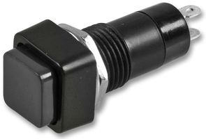 MCPS23A-2 - Pushbutton Switch, 12 mm, SPST, On-Off, Square Raised, Black - MULTICOMP PRO