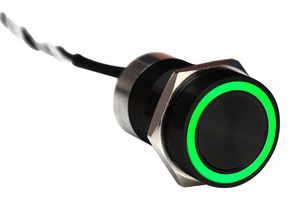 MC16MOBGR - Vandal Resistant Switch, MC, 16.2 mm, SPST-NO, Off-(On), Flush, Black - BULGIN LIMITED