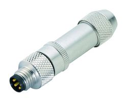 99-3363-00-04 - Sensor Connector, 768 Series, M8, Male, 4 Positions, Solder Pin, Straight Cable Mount - BINDER