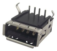 67643-2910 - USB Connector, USB Type A, USB 2.0, Receptacle, 4 Ways, Through Hole Mount, Right Angle - MOLEX