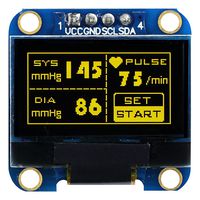 MDOB128064V2V-YI - Graphic OLED, 128 x 64 Pixels, Yellow on Black, 3V, I2C, 27.3mm x 27.3mm, -40 °C - MIDAS