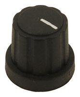 MP3450 - Knob, D Shaft, Black Cap and Marker Line, 6.35 mm, Nylon (Polyamide), Round, 19.3 mm - MULTICOMP PRO