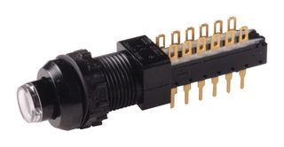 F6UEE - Industrial Pushbutton Switch, F Series, 6PDT, Push-Push, Round - C&K COMPONENTS