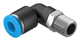 153046 - Pneumatic Fitting, Push-In L-Fitting, R1/8, 14 bar, 6 mm, PBT (Polybutylene Terephthalate), QSL - FESTO