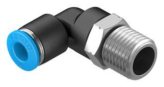 153047 - Pneumatic Fitting, Push-In L-Fitting, R1/4, 14 bar, 6 mm, PBT (Polybutylene Terephthalate), QSL - FESTO