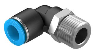 153054 - Pneumatic Fitting, Push-In L-Fitting, R1/2, 14 bar, 12 mm, PBT (Polybutylene Terephthalate), QSL - FESTO