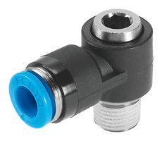153097 - Pneumatic Fitting, Push-In L-Fitting, R1/8, 14 bar, 6 mm, PBT (Polybutylene Terephthalate), QSLV - FESTO