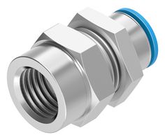 QSSF-1/4-8-B - Pneumatic Fitting, Push-In Bulkhead Fitting, G1/4, 6 bar, 8 mm, Brass, QSSF - FESTO