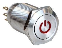 MPI005P28LSRD12 - Vandal Resistant Switch, MPI005, 19 mm, SPDT, Latching, Round - BULGIN LIMITED