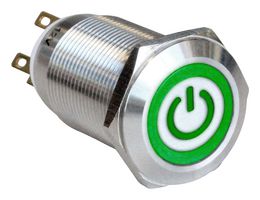 MPI005OTELSGN12 - Vandal Resistant Switch, MPI005, 19 mm, SPDT, Latching, Round - BULGIN LIMITED