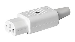 3-122-697 - IEC Power Connector, White, IEC C15 Socket, 15 A, 250 VAC, Screw, Cable Mount, 4781 - SCHURTER