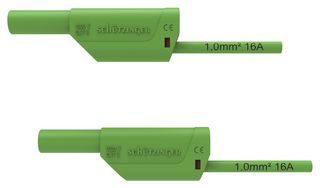 DI VSFK 8500 / 1 / 100 / GN - Test Patch Lead, Banana , 4mm Stackable Banana Plug, Shrouded, 4mm Stackable Banana Plug, Shrouded - SCHUTZINGER