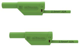 DI VSFK 8500 / 2.5 / 100 / GN - Test Patch Lead, Banana , 4mm Stackable Banana Plug, Shrouded, 4mm Stackable Banana Plug, Shrouded - SCHUTZINGER