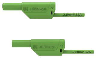 DI VSFK 8700 / 2.5 / 100 / GN - Test Patch Lead, Banana , 4mm Stackable Banana Plug, Shrouded, 4mm Stackable Banana Plug, Shrouded - SCHUTZINGER