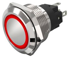 82-6551.1114 - Vandal Resistant Switch, 82 Series, 22.3 mm, SPDT, Momentary, Round Flat - EAO