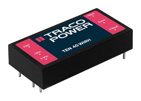 TEN 40-11022WIRH - Isolated Through Hole DC/DC Converter, ITE & Railway, 4:1, 40 W, 2 Output, 12 V, 1.666 A - TRACO POWER