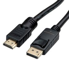 11.04.5776 - Audio / Video Cable Assembly, DisplayPort Plug, UHDTV Plug, 24.6 ft, 7.5 m, Black - ROLINE