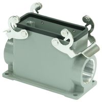 MP009409 - Heavy Duty Connector, Base, Bulkhead Mount, Side Entry, Aluminium Body, 2 Lever, 16B - MULTICOMP PRO