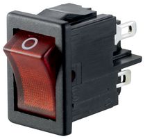 1855.0102 - Rocker Switch, On-Off, DPST, Illuminated, Panel Mount, Red, 1855 Series - MARQUARDT
