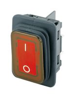 1935.3141 - Rocker Switch, On-Off, DPST, Illuminated, Panel Mount, Red, 1930 Series - MARQUARDT